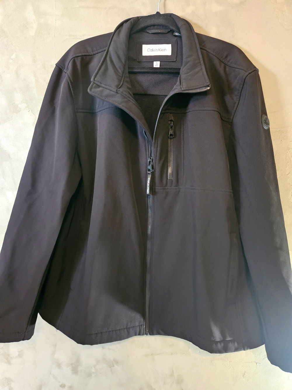 Calvin Klein Unisex Black Full Zip Lined Jacket Stand-Up Collar Size XL